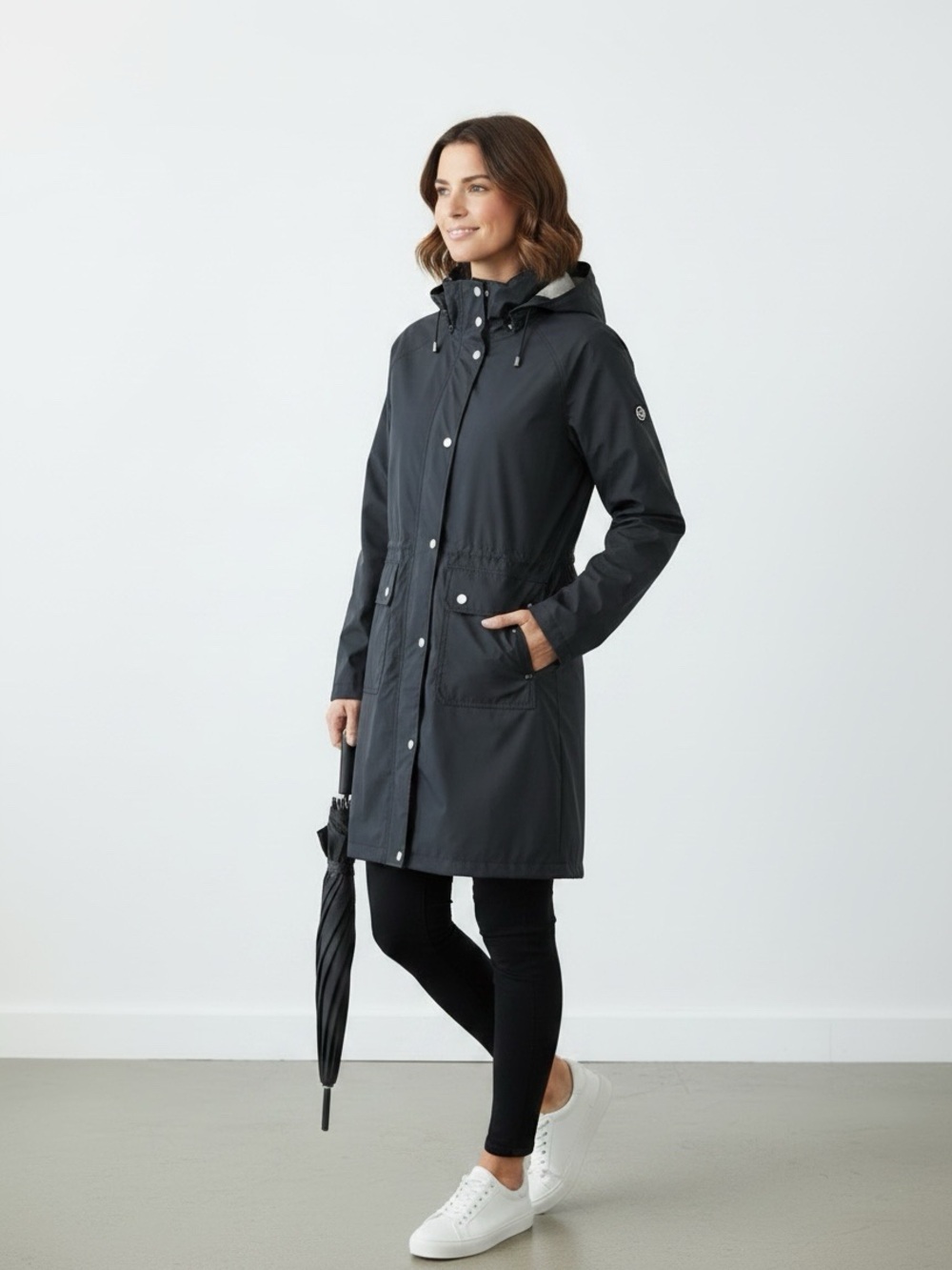Patagonia Black Hooded Rain  Coat Women Size S - Picture 2 of 8